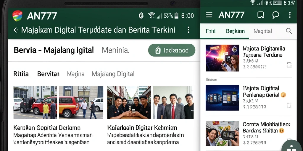 Antarmuka aplikasi AN777 yang menarik dan fungsional untuk Majalah Digital.