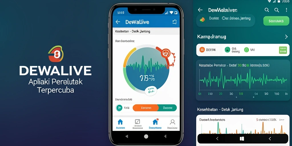 Antarmuka aplikasi DEWALIVE yang menampilkan pemantauan detak jantung.